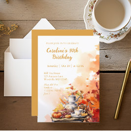 秋ティーエレガントパーティー90誕生日 招待状