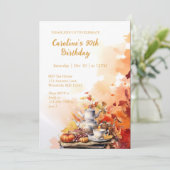 秋ティーエレガントパーティー90誕生日 招待状 (スタンド正面)