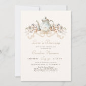 秋ティーポットブライダルティーパーティーシャワー 招待状 (正面)