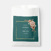 秋ティール(緑がかった色)ウォーターカラーテラコッタフローラ結婚ズ フェイバーバッグ (正面)