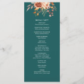 秋ティール（緑がかった色）ウォーターカラーテラコッタフローラ結婚ズ プログラム (裏面)
