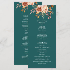 秋ティール（緑がかった色）ウォーターカラーテラコッタフローラ結婚ズ プログラム