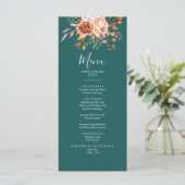 秋ティール(緑がかった色)ウォーターカラーテラコッタフローラ結婚ズ メニュー (スタンド正面)