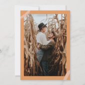 秋ティール（緑がかった色）オレンジアンパサンド名photo 結婚's 招待状 (裏面)