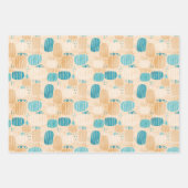 秋ティール(緑がかった色)カボチャ ラッピングペーパーシート (正面2)