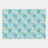 秋ティール（緑がかった色）カボチャ ラッピングペーパーシート (正面)