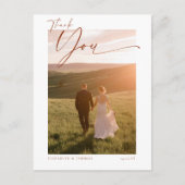 秋ティール(緑がかった色)燃えたオレンジ結婚の写真ありがとう ポストカード (正面)