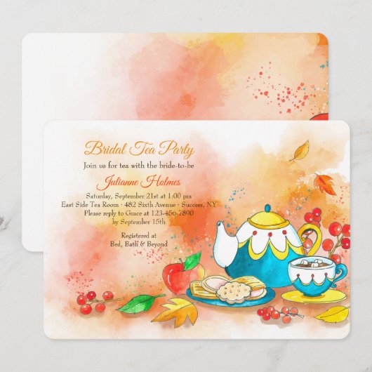 秋ティー招待状 招待状 (正面/裏面)