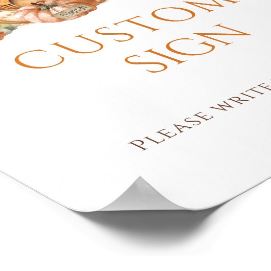 秋テディベアとカボチャ赤ちゃんシャワーカスタム ポスター (角)