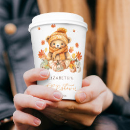 秋テディベアパンプキンベビーシャワー 紙コップ