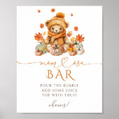 秋テディベアパンプキンベビーブシャワーママモサバー ポスター (正面)