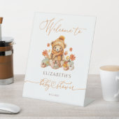 秋テディベアベビーシャワーへようこそ 台座サイン (インサイチュ)