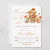 秋テディベア我々は赤ちゃんシャワーを待つことができる 招待状 (正面)