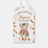 秋テディベア誕生日感謝していパーティー ギフトタグ (正面)