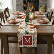 秋テラコッタとセージ離れパターンモノグラム