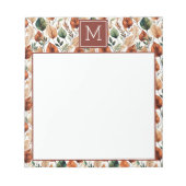 秋テラコッタとセージ離れパターンモノグラム ノートパッド (正面)