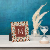 秋テラコッタとセージ離れパターンモノグラム フォトプラーク (インサイチュ)