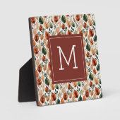 秋テラコッタとセージ離れパターンモノグラム フォトプラーク (正面)