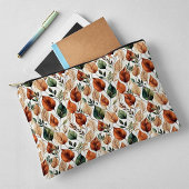 秋テラコッタとセージ離れパターン アクセサリーポーチ