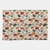 秋テラコッタとセージ離れパターン キッチンタオル (横)