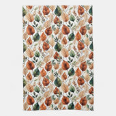 秋テラコッタとセージ離れパターン キッチンタオル (縦)