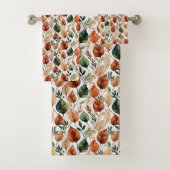 秋テラコッタとセージ離れパターン バスタオルセット (インサイチュ)