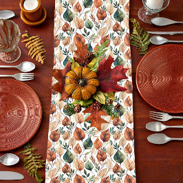 秋テラコッタとセージ離れパターン ミディアムテーブルランナー
