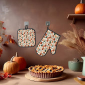 秋テラコッタとセージ離れパターン 鍋つかみ&鍋敷きセット