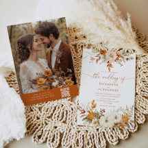 秋テラコッタエレガント写真QRコー結婚ド