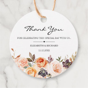 秋テラコッタオレンジ金ゴールド結婚の花 フェイバータグ