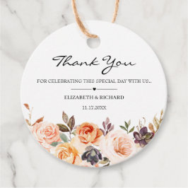 秋テラコッタオレンジ金ゴールド結婚の花 フェイバータグ