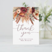 秋テラコッタドライ花模様パンパスグラスサンキュー カード (スタンド正面)