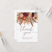 秋テラコッタドライ花模様パンパスグラスサンキュー カード (正面/裏面インサイチュ)