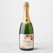 秋テラコッタパンプキンフューチャーミセスブライダルシャワー スパークリングワインラベル (正面)