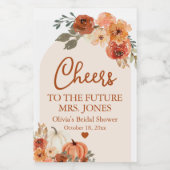 秋テラコッタパンプキンフューチャーミセスブライダルシャワー ワインラベル (シングルラベル)