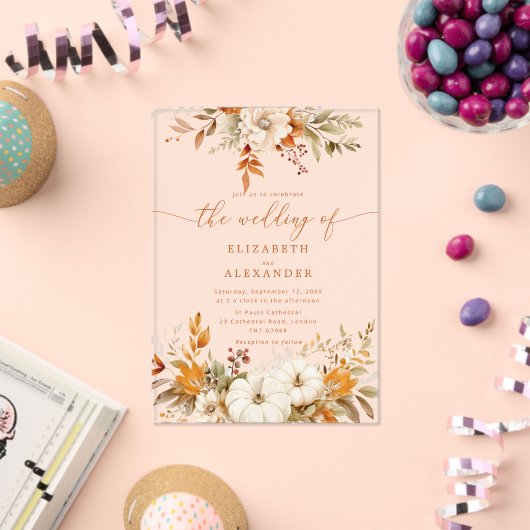 秋テラコッタフローラエレガントな結婚式 アクリル招待状 (インサイチュ (お祝い))