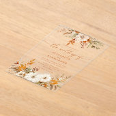 秋テラコッタフローラエレガントな結婚式 アクリル招待状 (レイダウン)