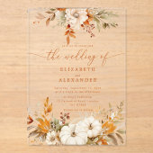 秋テラコッタフローラエレガントな結婚式 アクリル招待状 (正面)