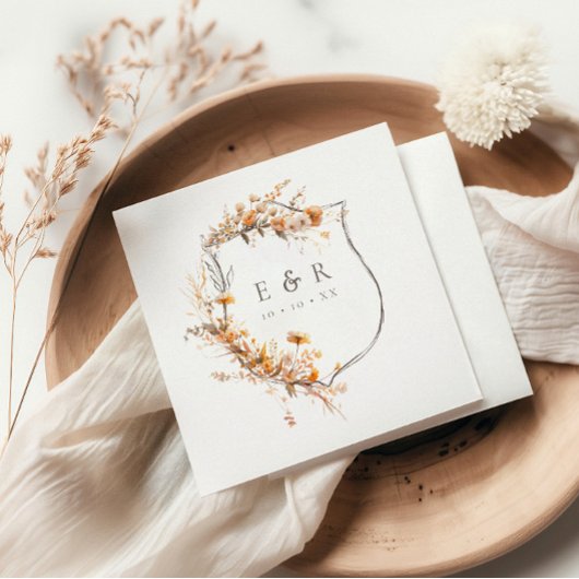 秋テラコッタフローラクレストモノグラム結婚ズ スタンダードランチョンナプキン