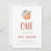 秋テラコッタフローラパンプキン1st誕生日パーティー 招待状 (正面)