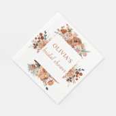 秋テラコッタフローラルスティックブライダルシャワー紙 スタンダードランチョンナプキン (角)