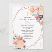 秋テラコッタフローラ水の色の写真結婚の 招待状 (正面)