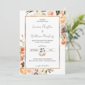 秋テラコッタフローラ金ゴールドフレーム結婚写真 招待状 (スタンド正面)