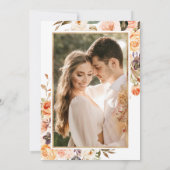 秋テラコッタフローラ金ゴールドフレーム結婚写真 招待状 (裏面)