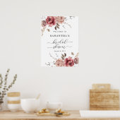 秋テラコッタブルグンディ自然ウェルカムサイン ポスター (キッチン)