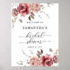 秋テラコッタブルグンディ自然ウェルカムサイン ポスター