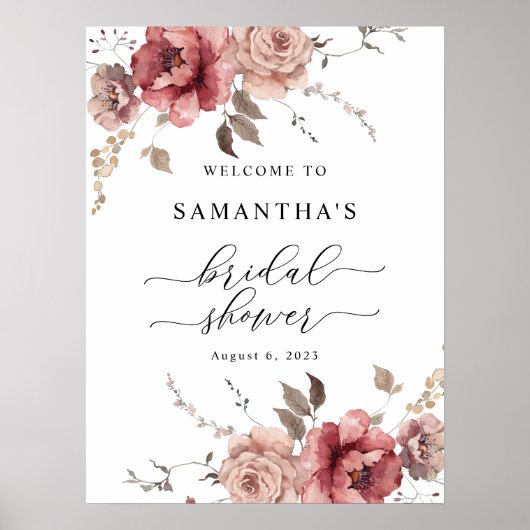 秋テラコッタブルグンディ自然ウェルカムサイン ポスター (正面)