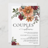 秋テラコッタブルゴーニュフローラカップルシャワー 招待状 (正面)