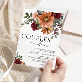 秋テラコッタブルゴーニュフローラカップルシャワー 招待状