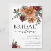秋テラコッタブルゴーニュフローラブライダルシャワー 招待状 (正面)